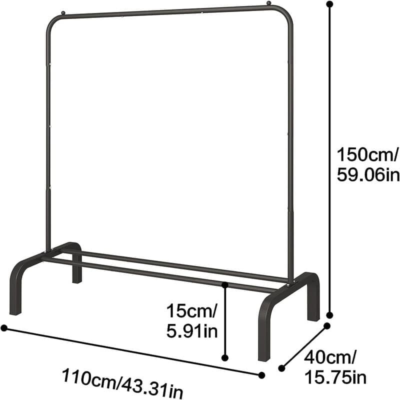 Metal Clothing Racks - 15.75"D x 43.31"W x 59.06"H
