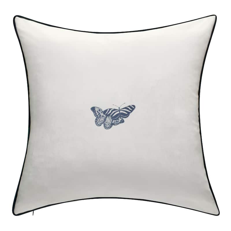 Edie At Home Velvet Bold Butterfly Decorative Throw Pillow - Blue