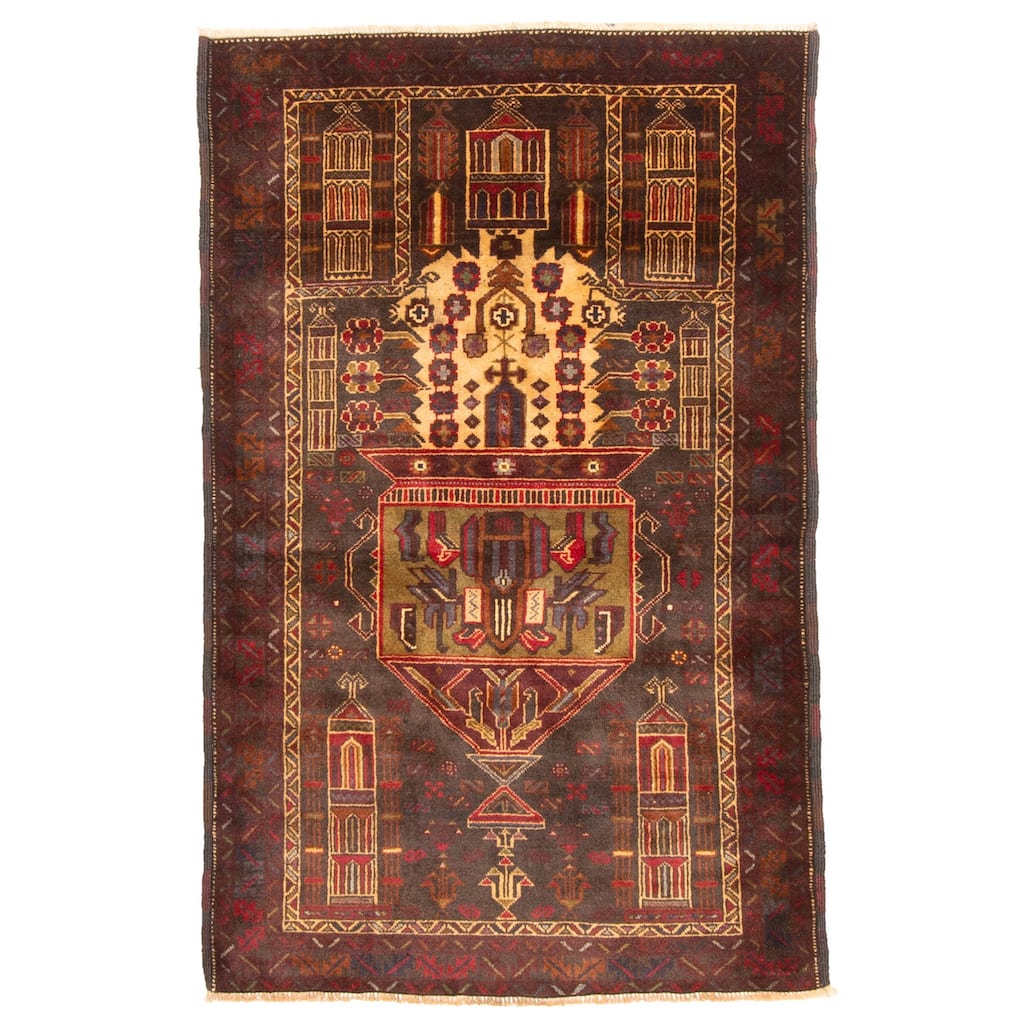 ECARPETGALLERY Hand-knotted Teimani Dark Grey Wool Rug - 3'1 x 4'10