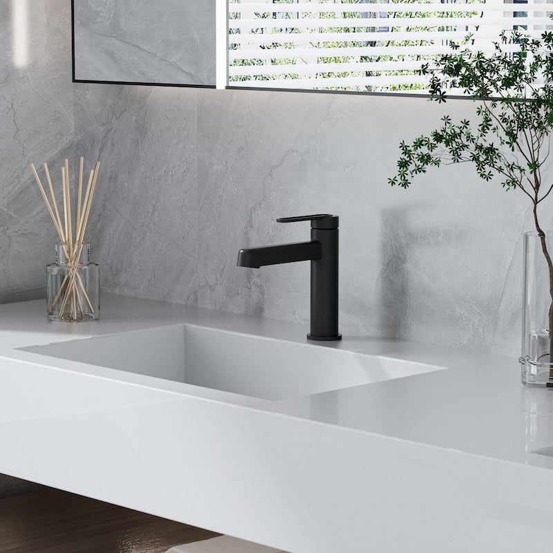 Modland Single Hole Bathroom Faucet, NSF/CUPC Certified 200K Leak-Proof, Matte Black / Chrome - Matte Black