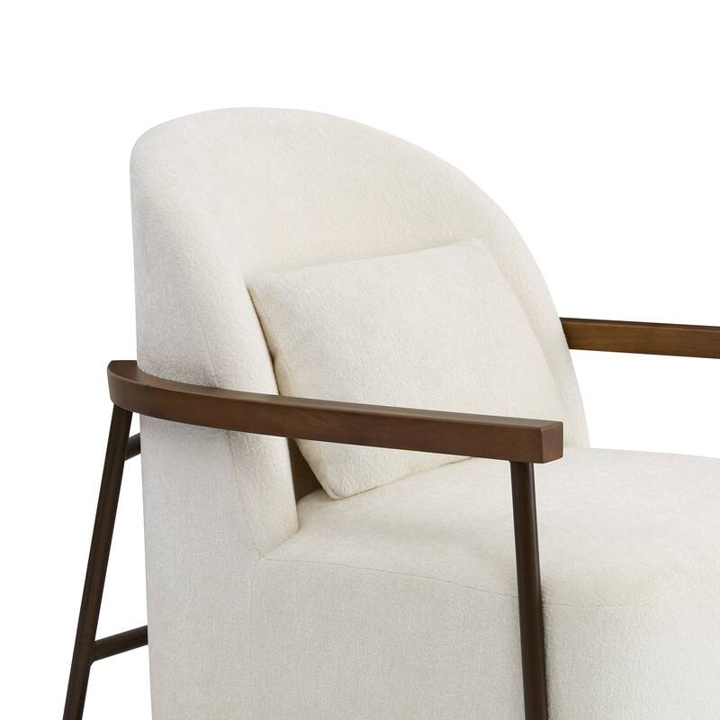Spruce & Spring Anthony Modern Upholstered Faux Sherpa Chair with Wood Arms&Metal Legs