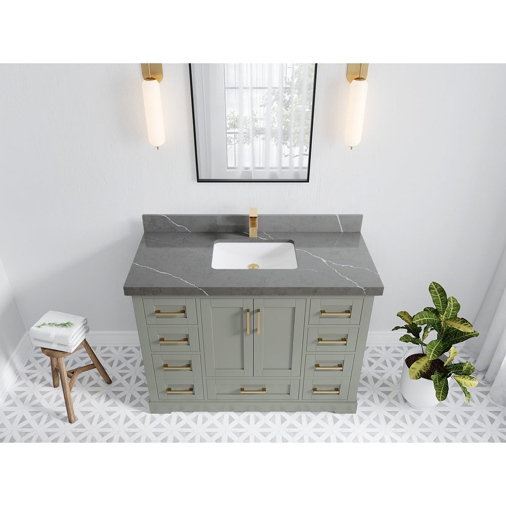 Willow Collection 48 in W x 22 in D x 36 in H Boston Single Bowl Sink Bathroom Vanity with Countertop