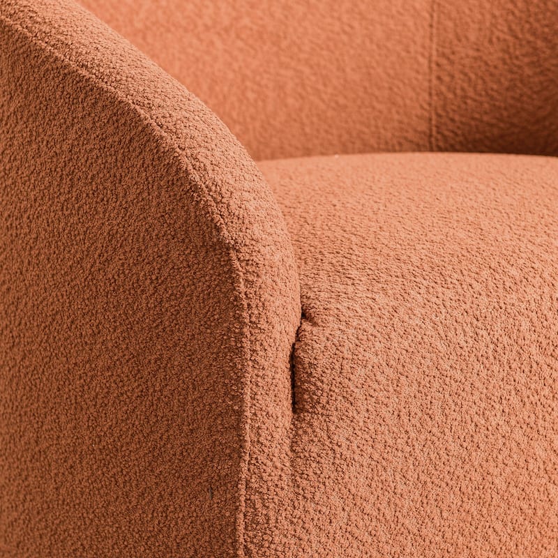 KINWELL 32"W Boucle Upholstered Swivel Barrel Accent Armchair