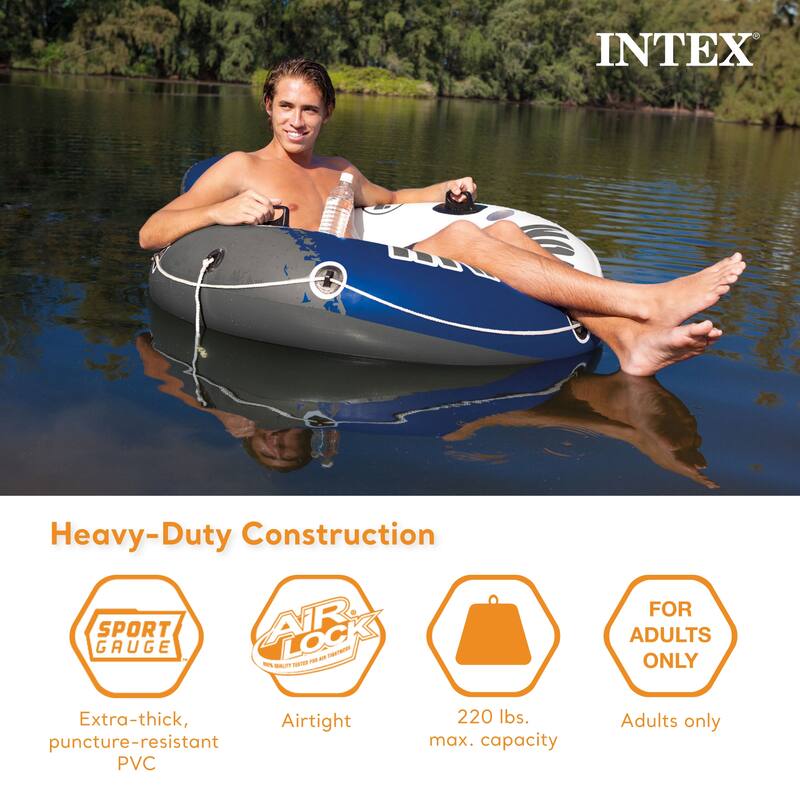 Intex River Run 1 Person Inflatable Floating Tube Lake/Pool/Ocean Raft (5 Pack) - 4.4
