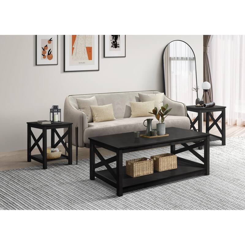 Clayfell Novato 3 pieces Coffee Table Set - Black
