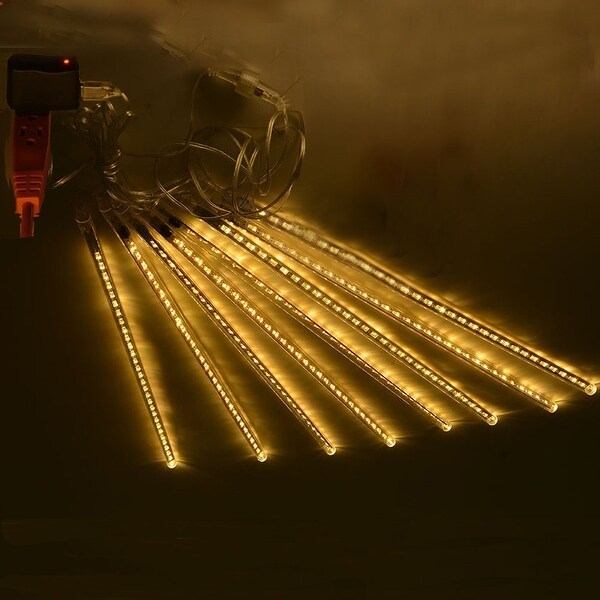 AGPtek 8pcs 50cm Tube Colorful Meteor Shower Rain Lights Snowfall Light for Wedding Party Christmas Decor Warm White - SIZE
