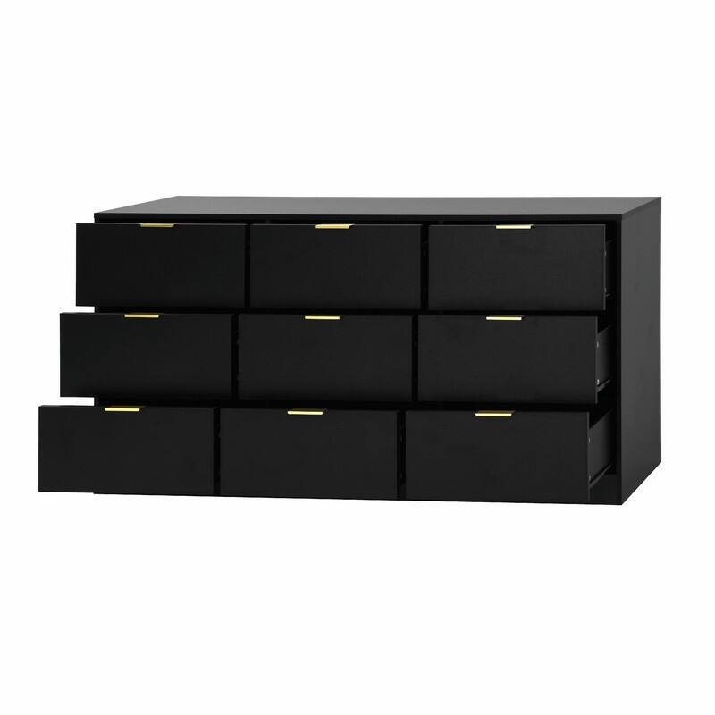9-Drawer Modern Dresser with Handle-Free Design, Wood Storage Chest for Bedroom or Entryway