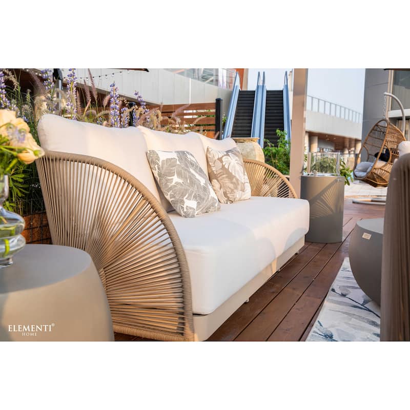 Elementi Malibu Outdoor Aluminum 3-Seat Sofa with Sunbrella® Cushions