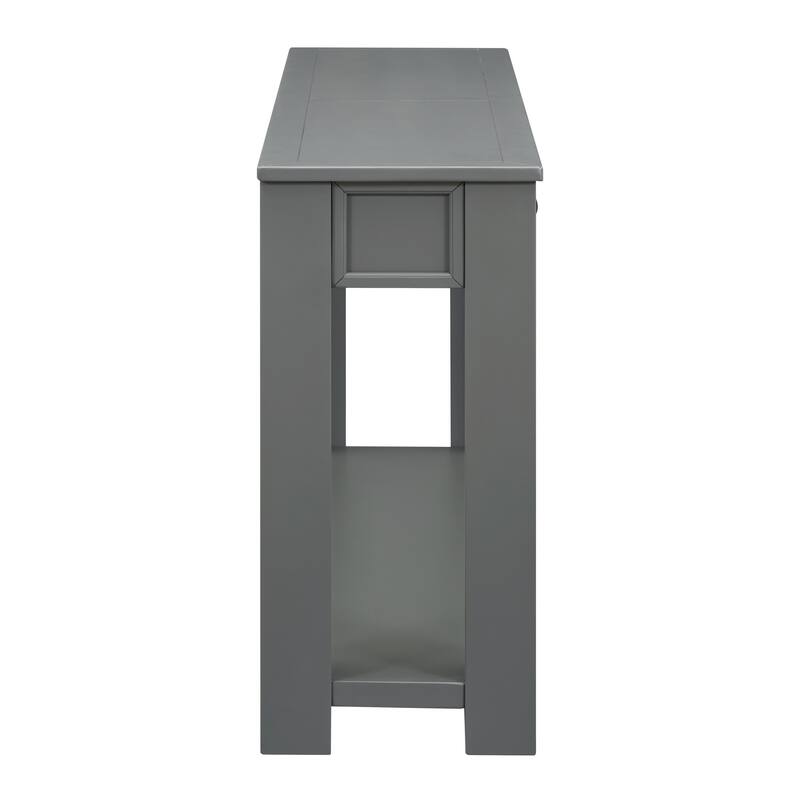 Rustic Wood Console Table Entry Hallway Table, 63" Rectangular Sofa Side Table with 4 Storage Drawers and Bottom Shelf