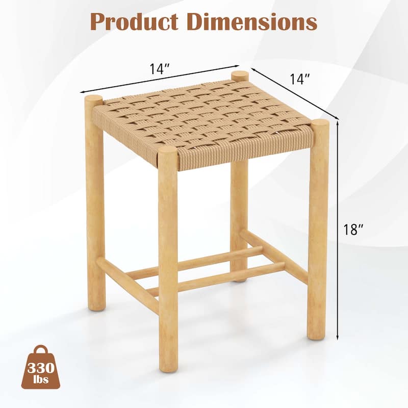 Costway Dining Stool Set of 2/4 18'' Backless with Rubber Wood Frame - Natural