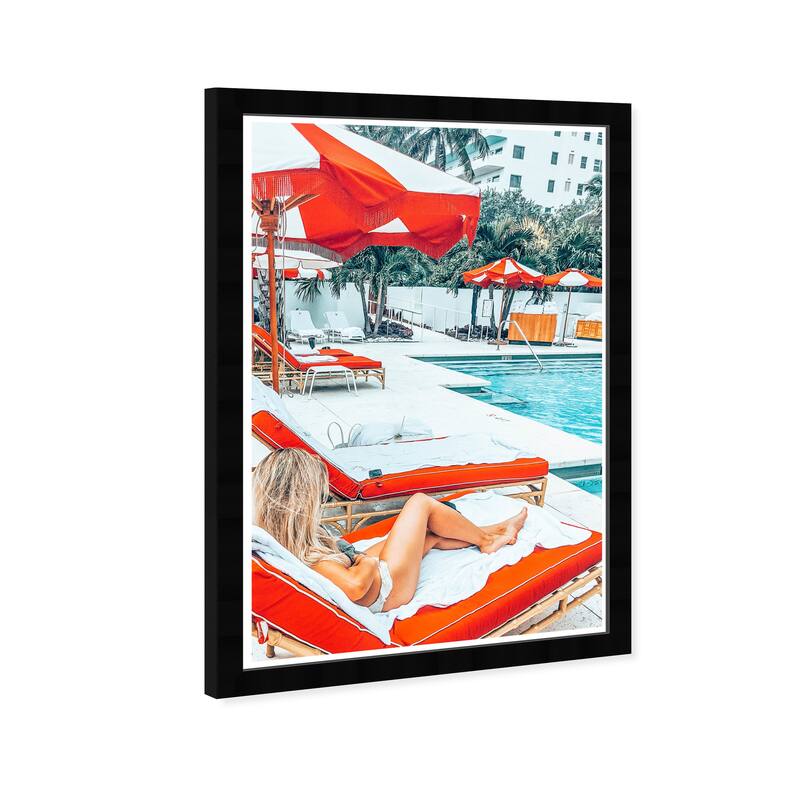Wynwood Studio Prints Nautical and Coastal A Day at The Pool White and Nautical & Coastal Wall Art Canvas Print