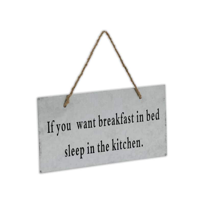 HomeRoots 6" X 12" Gray Handcrafted Breakfast In Bed Galvanized Metal Wall Decor