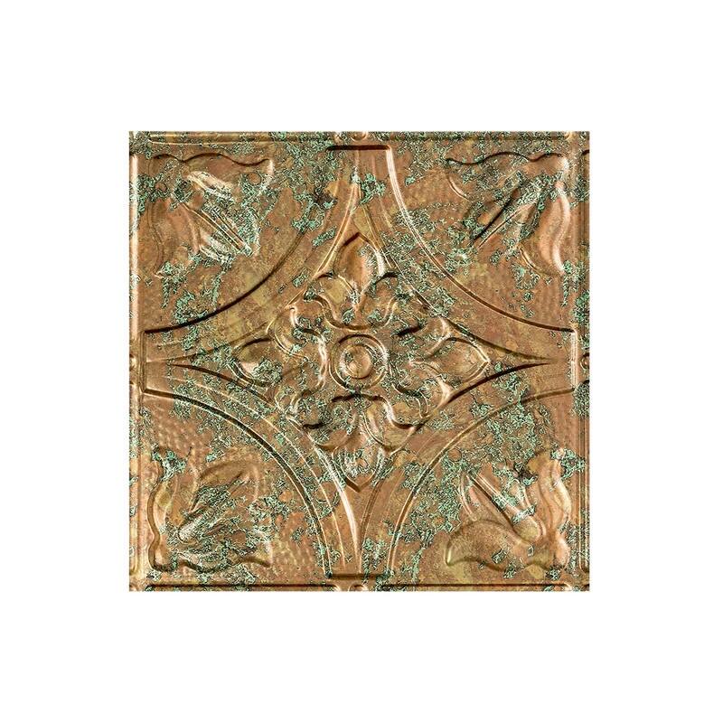 FASÄDE Traditional Style 2 Decorative Vinyl 2ft x 4ft Glue Up Ceiling Panel in Copper Fantasy (5 Pack) - 12in x 12in Sample - Copper Fantasy