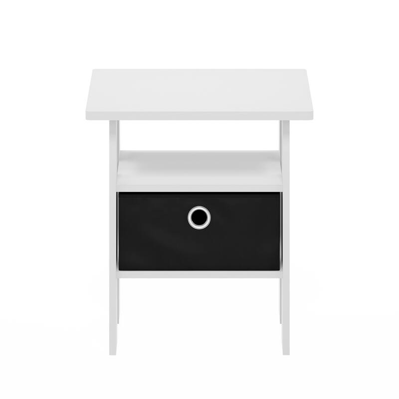 Furinno Andrey End Table Nightstand with Bin Drawer, Sonoma Oak/Ivory