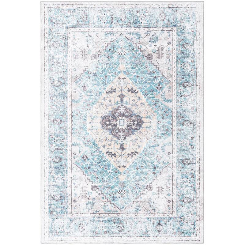 Traditional Tira Collection Area Rug - 6'x9' - Seaglass