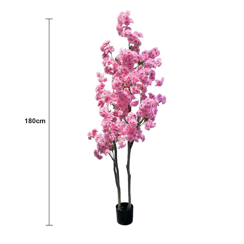 Decorative Faux Artificial Cherry Blossom Silk Tree in Pot for Home Decor