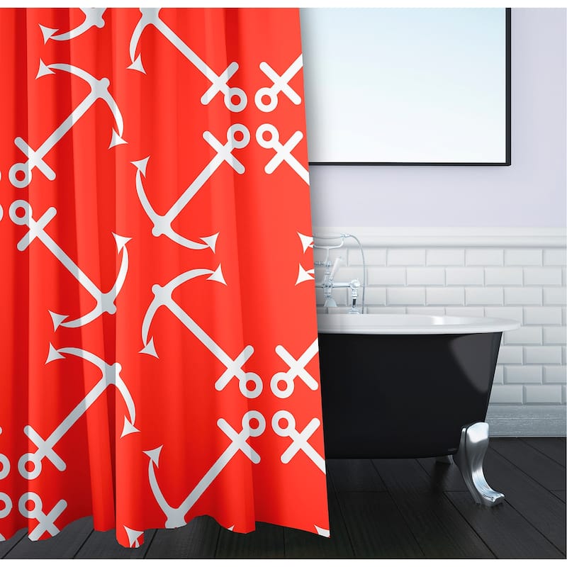 71 x 74-inch Anchor's Up Geometric Print Shower Curtain