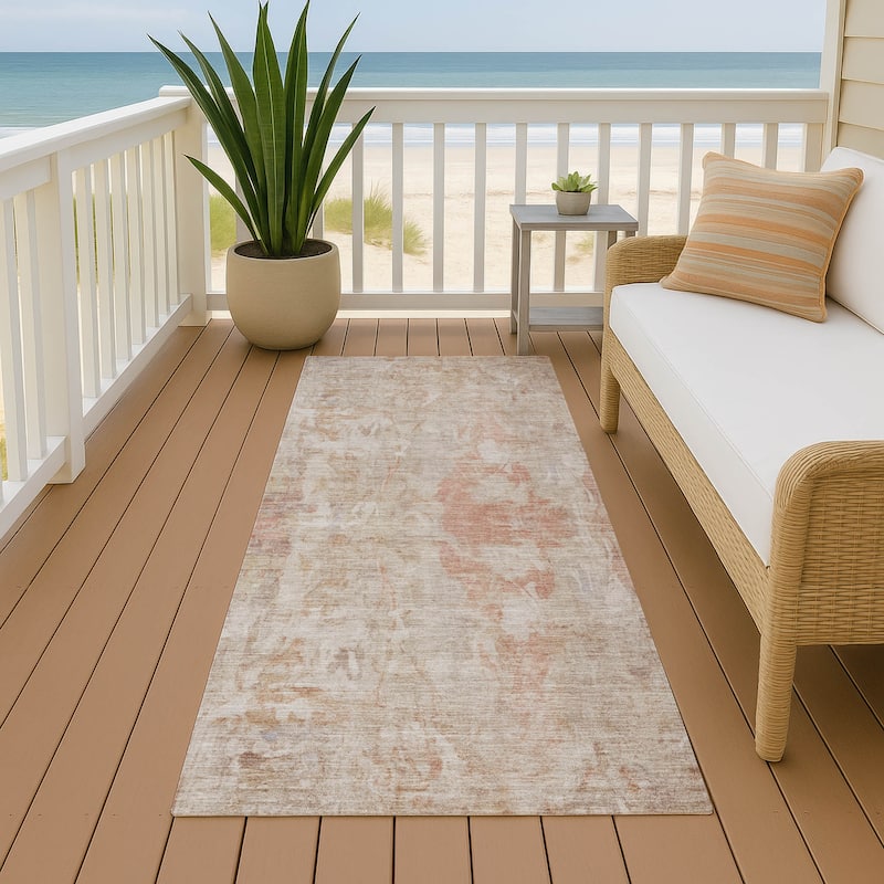 Machine Washable Indoor/ Outdoor Muted Ombre Chantille Rug - Beige - 2'3" x 7'6"