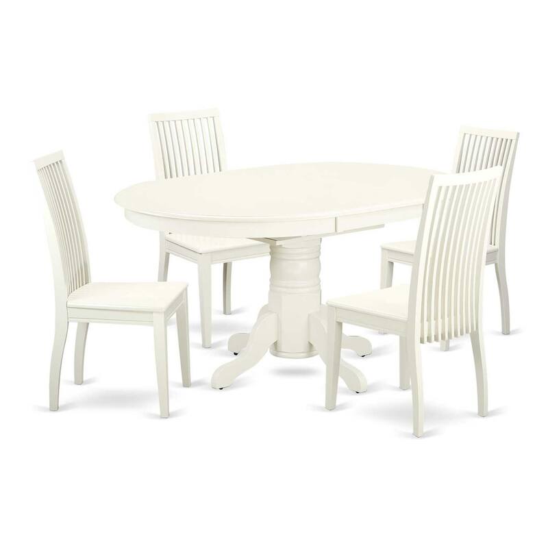 HomeStock 5-Piece Linen White Finish Solid Wood Top Dining table with 4 Chairs with Lattice Back