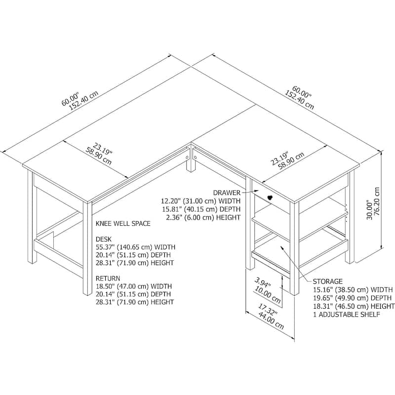 Mayfield 60W L Shaped Computer Desk with Storage by Bush Furniture