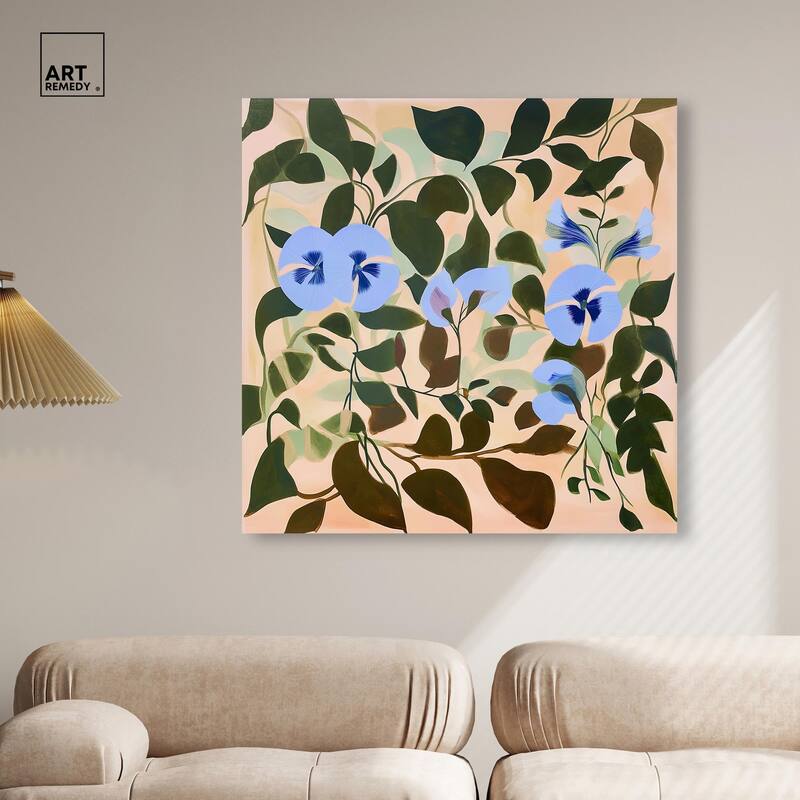 Naive Blue Flowers Canvas by Art Remedy, Gallery Wrapped