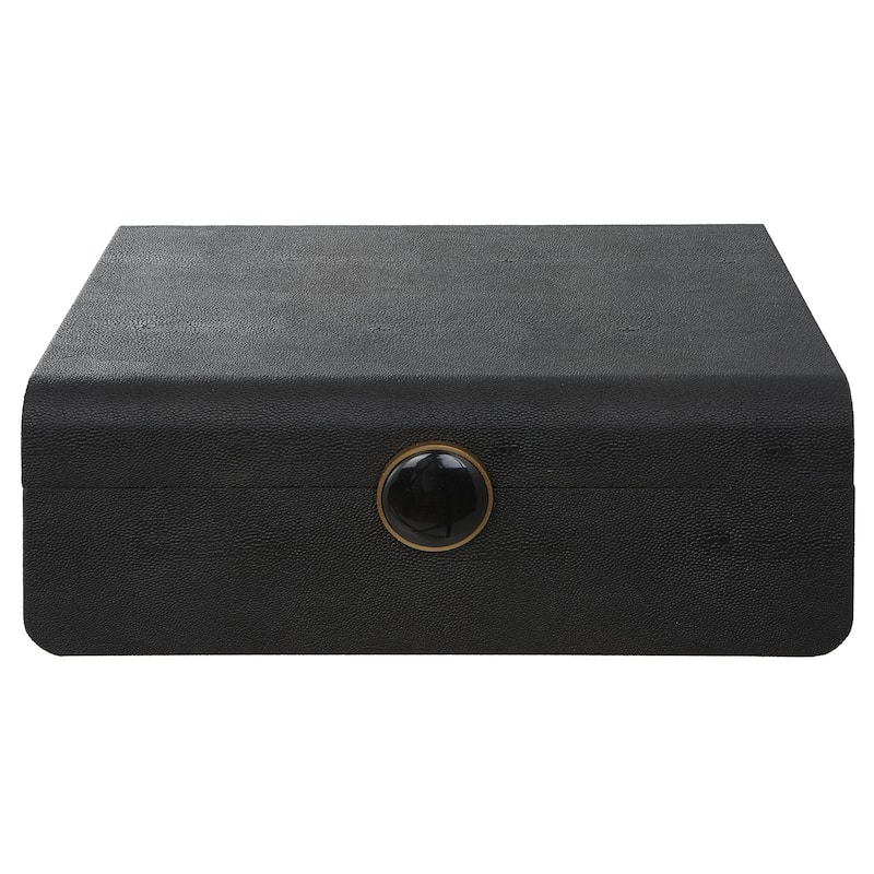Shagreen Decorative Box with Enamel Closure - 13" - Black