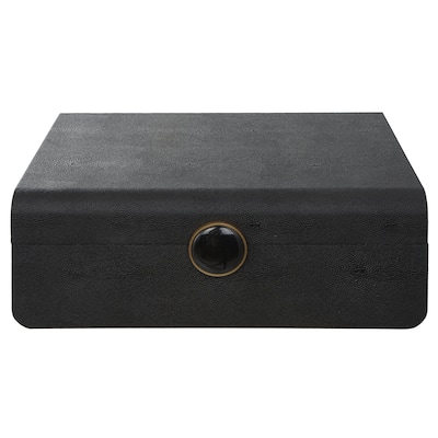 Shagreen Decorative Box with Enamel Closure - 13" - Black