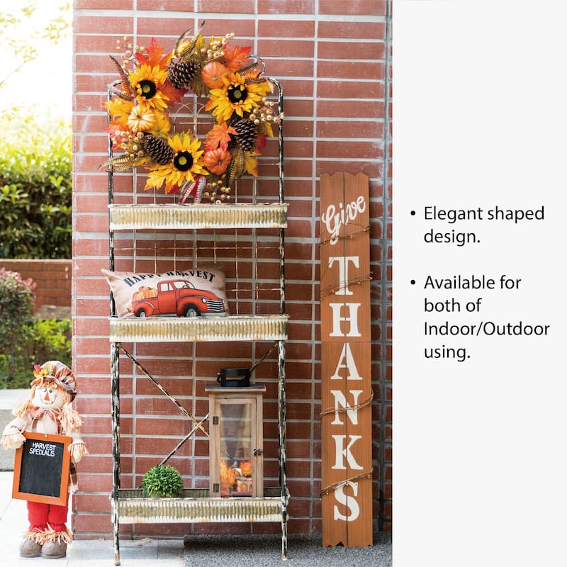 Glitzhome Farmhouse 3 Tier Metal Outdoor Shelving Planter Stand Indoor Storage Rack