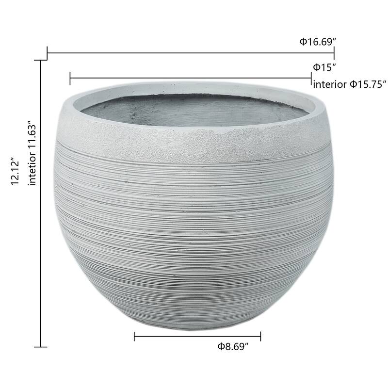 Pottery-Style Round MgO Planter, Indoor/Outdoor