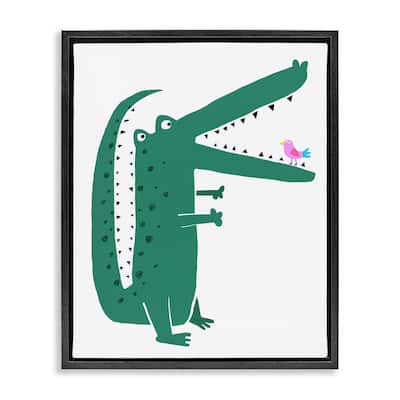 Stupell Alligator & Bird Friends Framed Floater Canvas Wall Art Design By Carla Daly