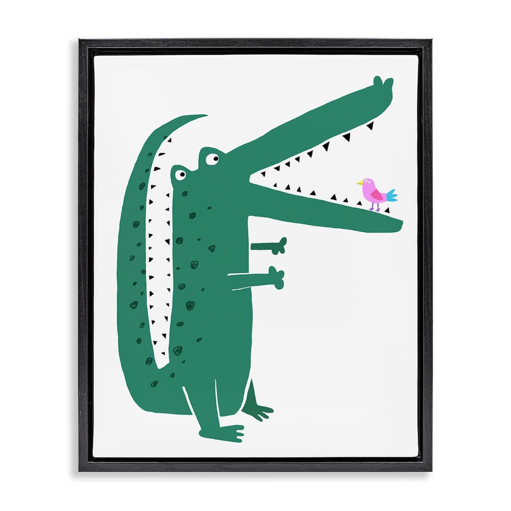Stupell Alligator & Bird Friends Framed Floater Canvas Wall Art Design By Carla Daly