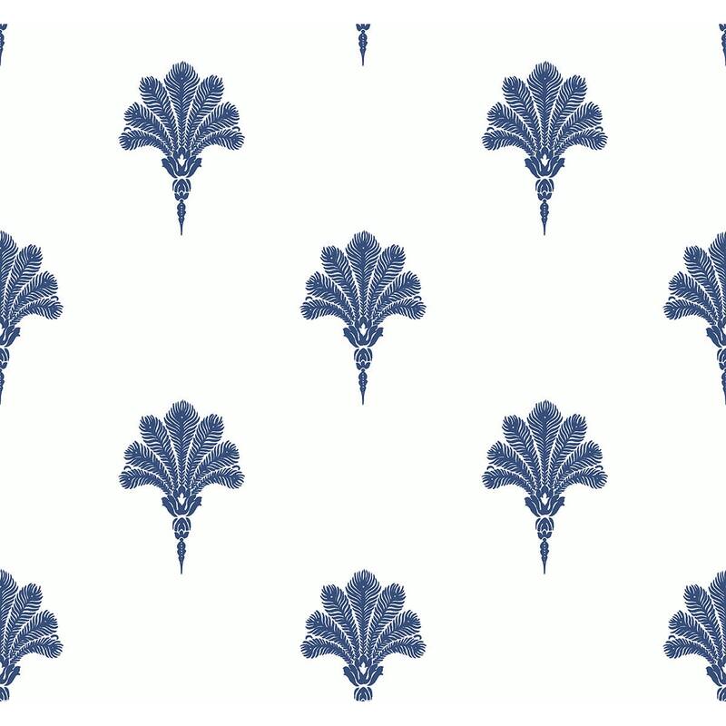 Seabrook Designs Beach House Summer Fan Unpasted Wallpaper - 27 in. W x 27 ft. L - Coastal Blue