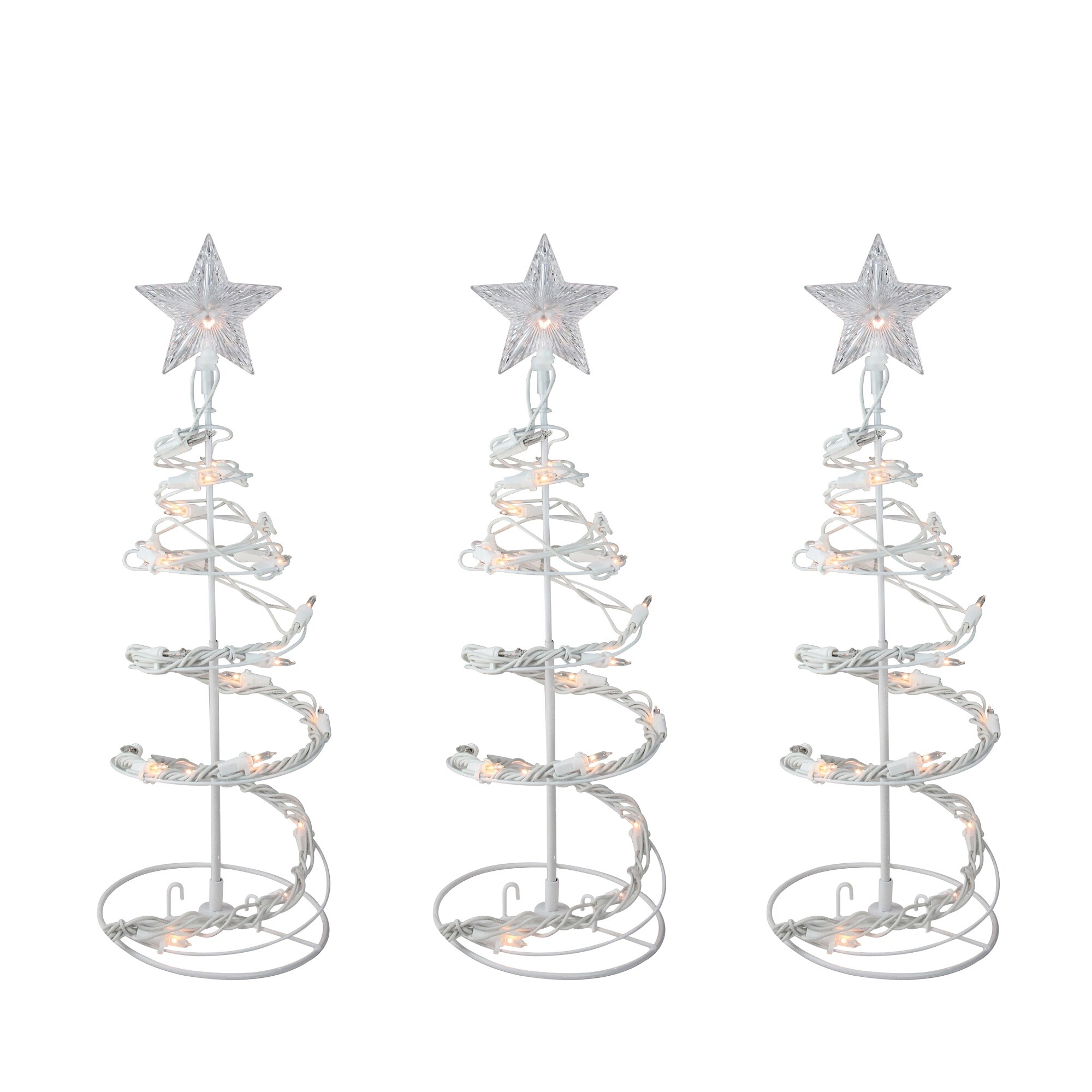 Shop Set Of 3 Clear Lighted Spiral Cone Walkway Christmas Trees