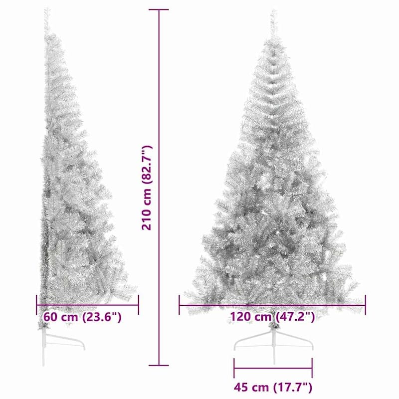 vidaXL Artificial Pre-lit Christmas Tree Silver 82.7" PET