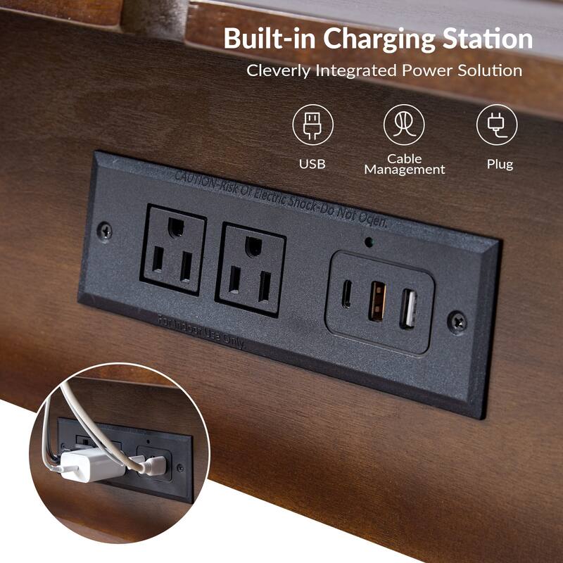 Julian Mid-century Modern End Table with Charging Station by HULALA HOME