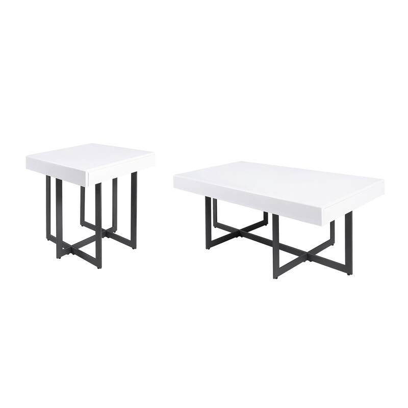 Granala Contemporary Steel 2-Piece Storage Coffee Table Set by Furniture of America