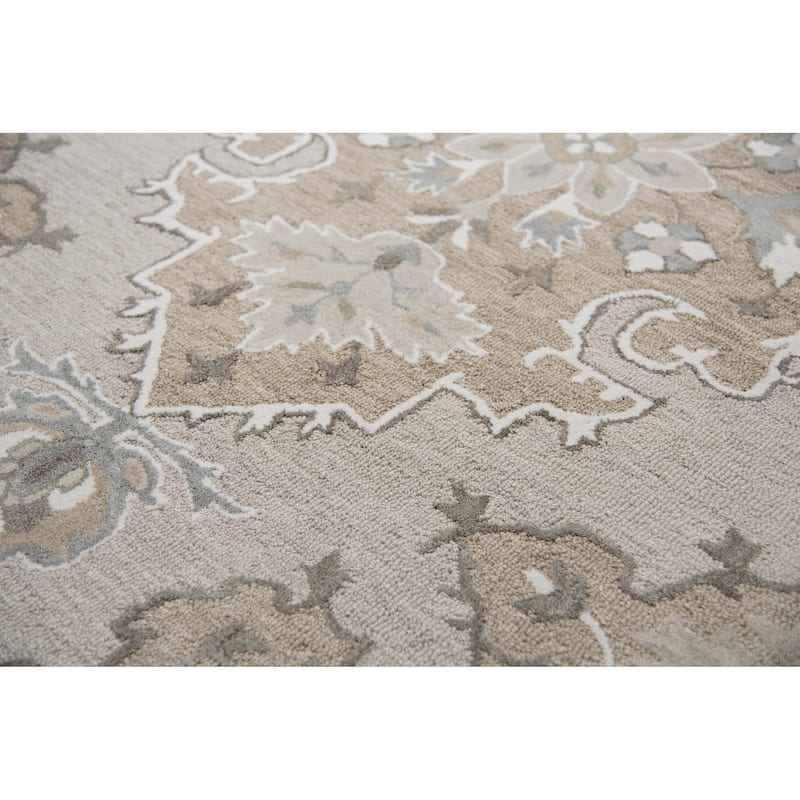 Alora Decor Cascade Floral Medallion Hand-Tufted Wool Area Rug.
