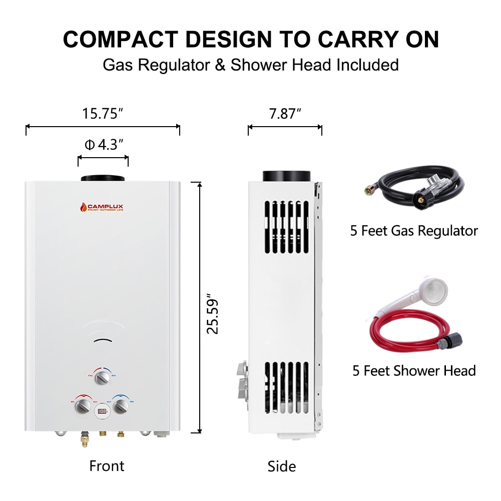 Camplux 16L Outdoor 4.22 GPM Digital Display Propane Gas Tankless Water  Heater