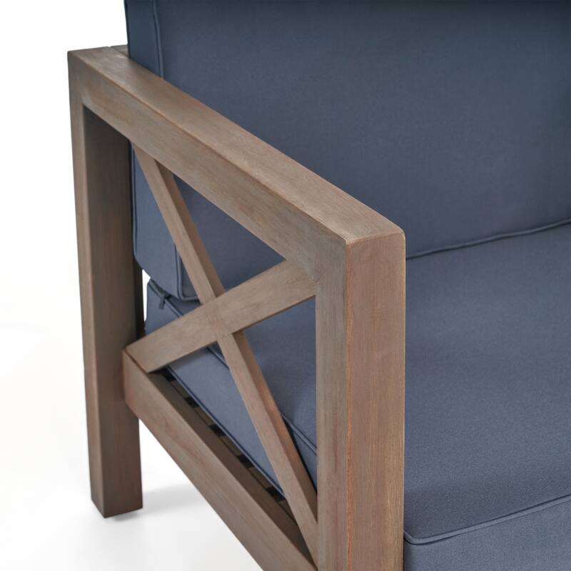 Mid Century Modern Acacia Wood Patio Club Chair
