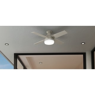 Hunter 44" Dempsey Low Profile Outdoor Ceiling Fan with LED Light Kit and Handheld Remote, Damp Rated, Contemporary, Industrial