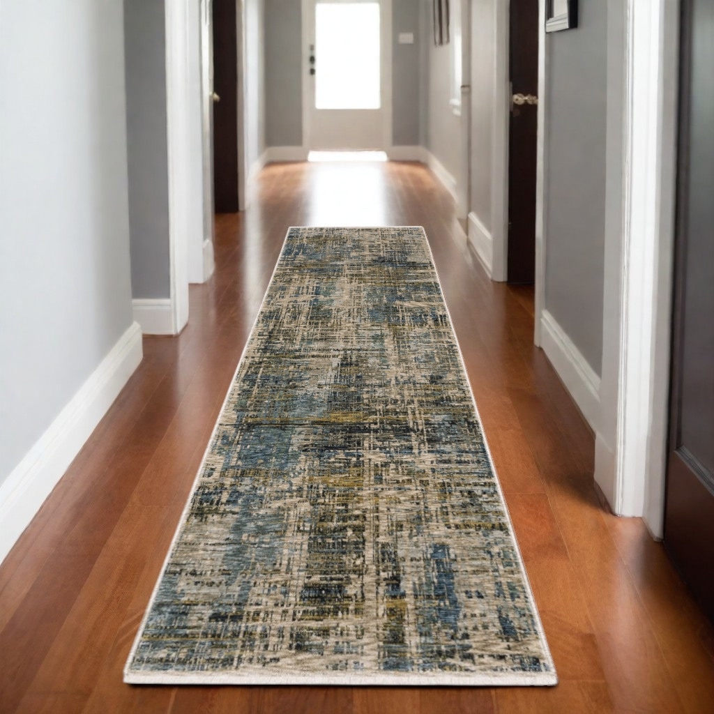HomeRoots Nihe Abstract Modern Runner Area Rug