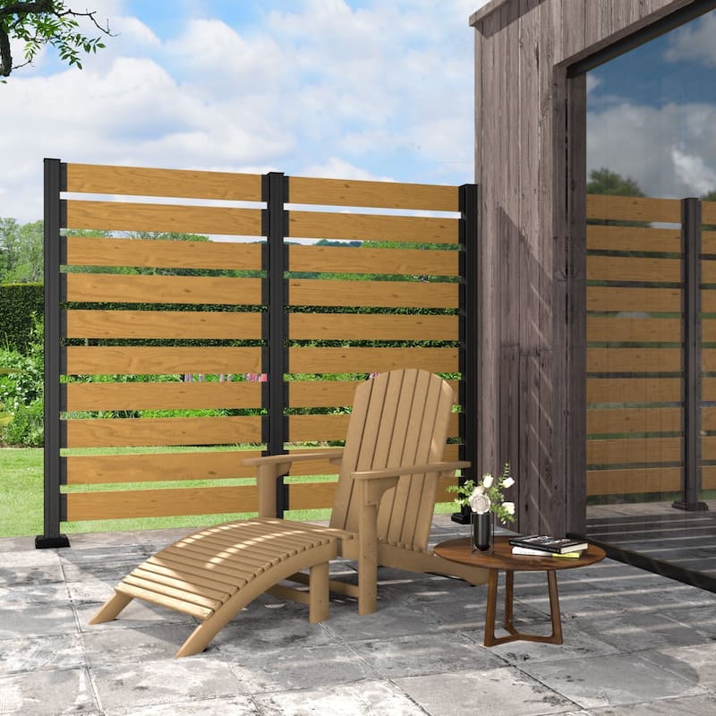 VEIKOUS 2 Pannel Versatile Outdoor Privacy Panels, Aluminum and Wooden Fence Panels for Garden - 78''×68.9''