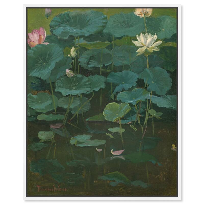 Theodore Wores Lotus Canvas by Art Remedy - White - 36" x 45"