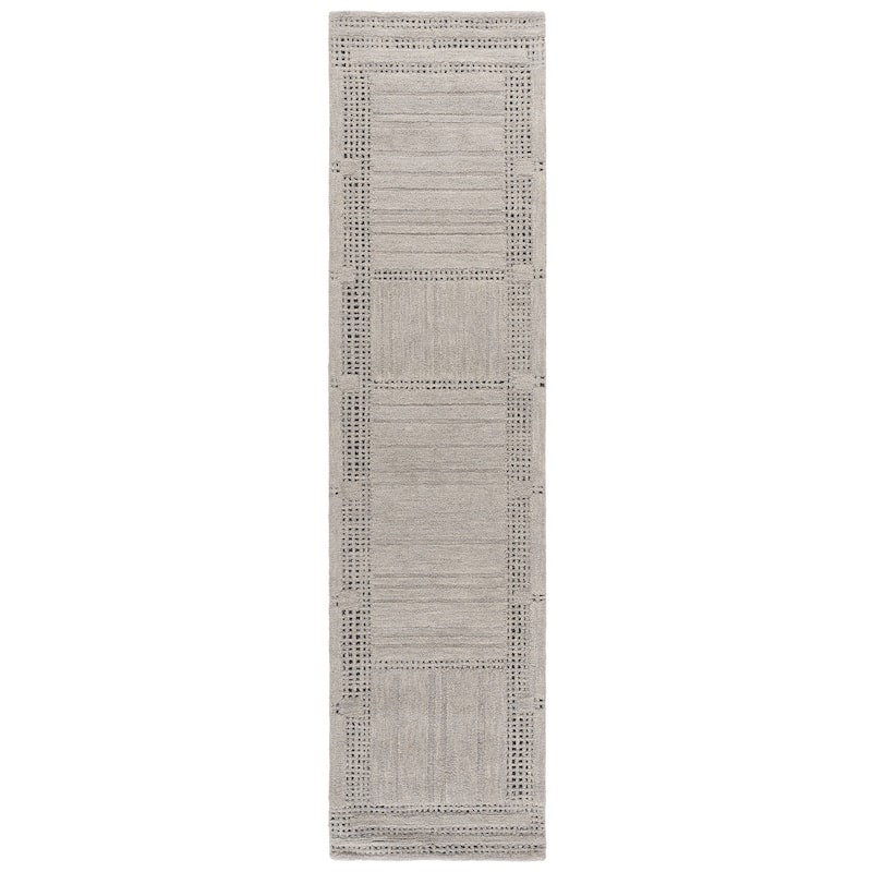 SAFAVIEH Handmade Harvest Rasa Wool Rug - 2'3" x 9' Runner - Silver/Grey