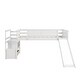 preview thumbnail 9 of 7, White Twin Solid Wood Low Loft Bed with Stairs & Slide