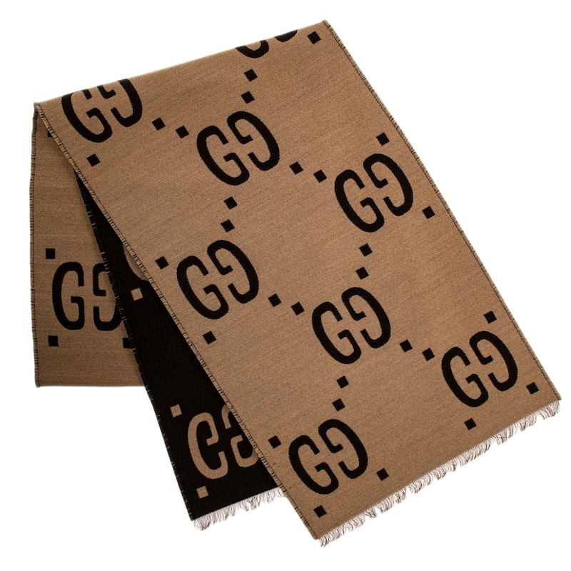 Gucci GG Jacquard Wool Silk Scarf
