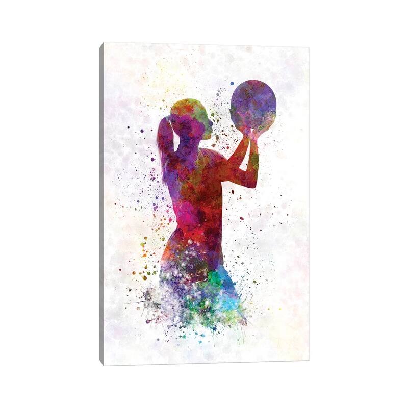 iCanvas "Young Woman Basketball Player In Watercolor III" by Paul Rommer Canvas Print