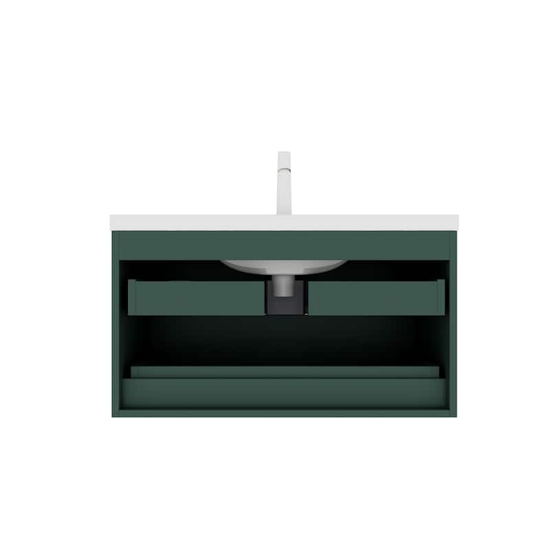 Wall-Mounted Floating Bathroom Vanity w/ 2 Sink Drawers NO Side Cabinet