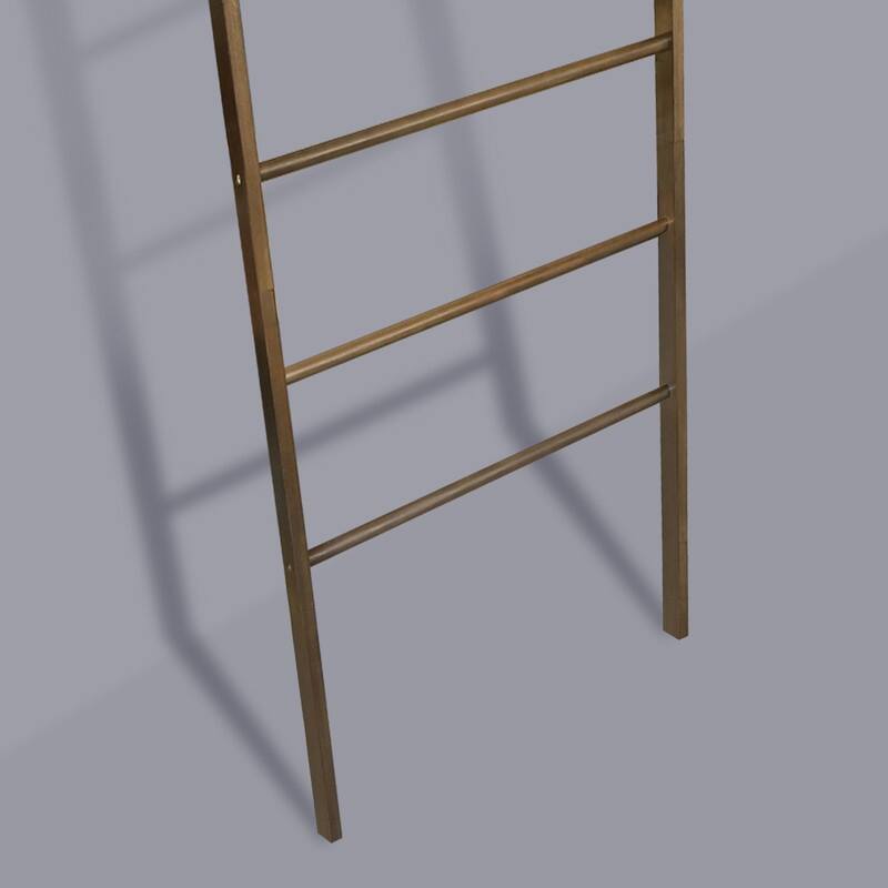 Space Saving 100% Solid Wood 6 Tiers Blanket Ladder with Two Storage Shelves