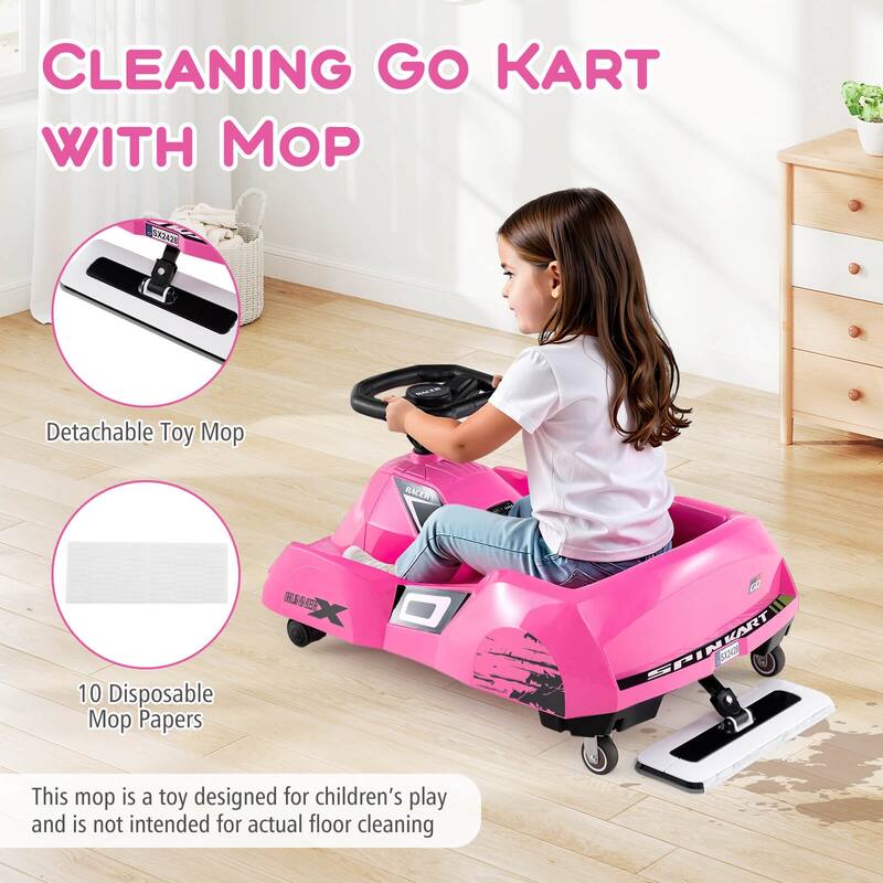 Costway 12V Ride on Toy Car Electric Go Kart with Cleaning Fun & - Red